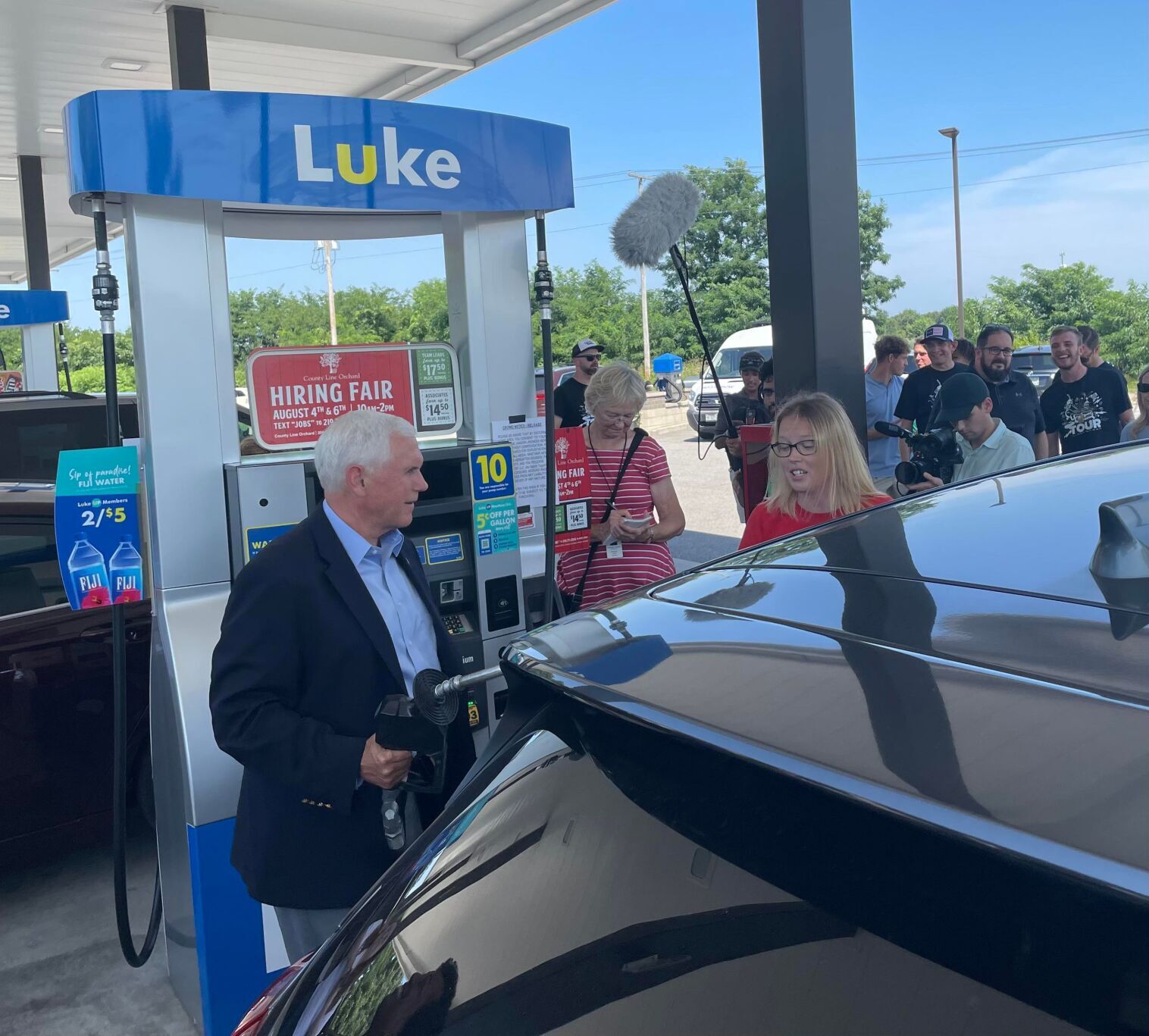 Pence pumping gas